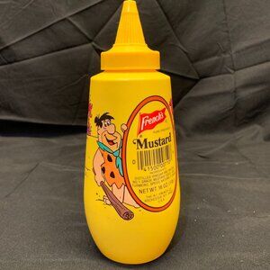 Vtg 1985 Hanna-Barbera French's Mustard Squeeze Bottle Flintstones 16oz (Empty).